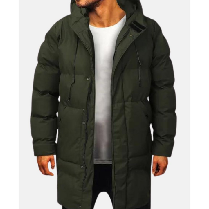 Thomaset | Herren Lange Winter Puffer Jacke | Kapuze