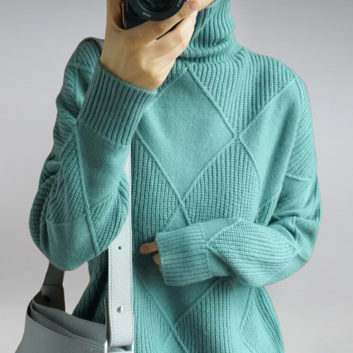 Damen Rollkragen Strick Warme Pullover | Langarm