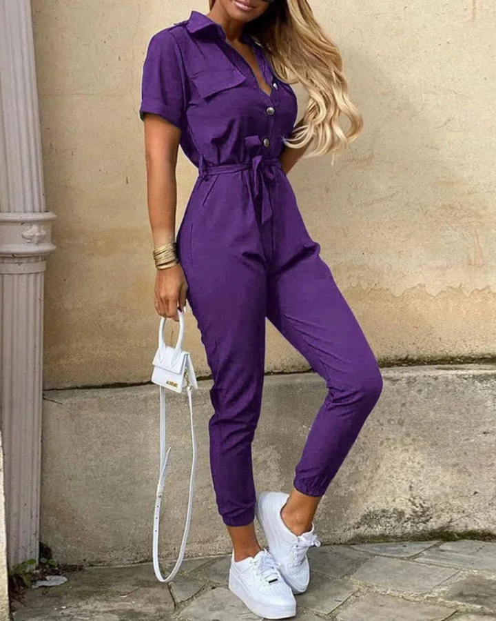 Zarabi | Vielseitiger Jumpsuit mit Kragen für Damen | Eleganter