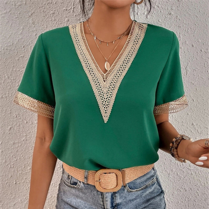 Terry | Damen V-Ausschnitt Bluse | Bequem