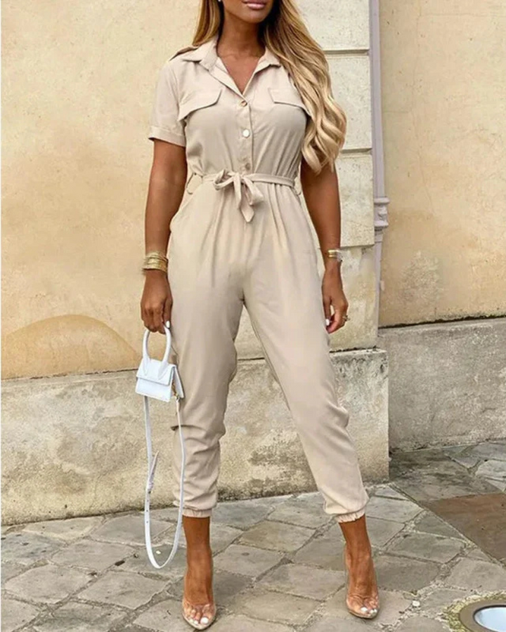 Zarabi | Vielseitiger Jumpsuit mit Kragen für Damen | Eleganter
