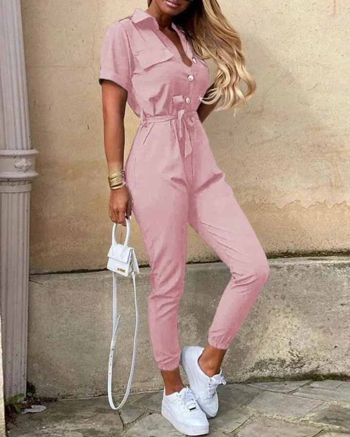 Zarabi | Vielseitiger Jumpsuit mit Kragen für Damen | Eleganter