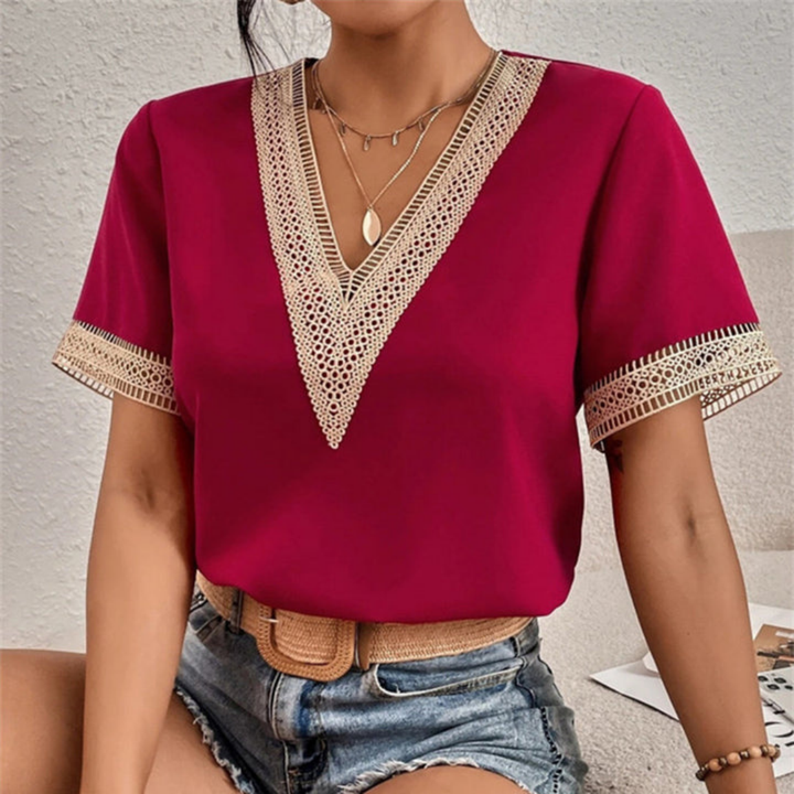 Terry | Damen V-Ausschnitt Bluse | Bequem
