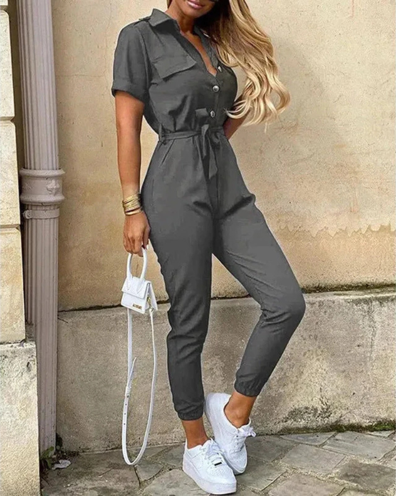 Zarabi | Vielseitiger Jumpsuit mit Kragen für Damen | Eleganter