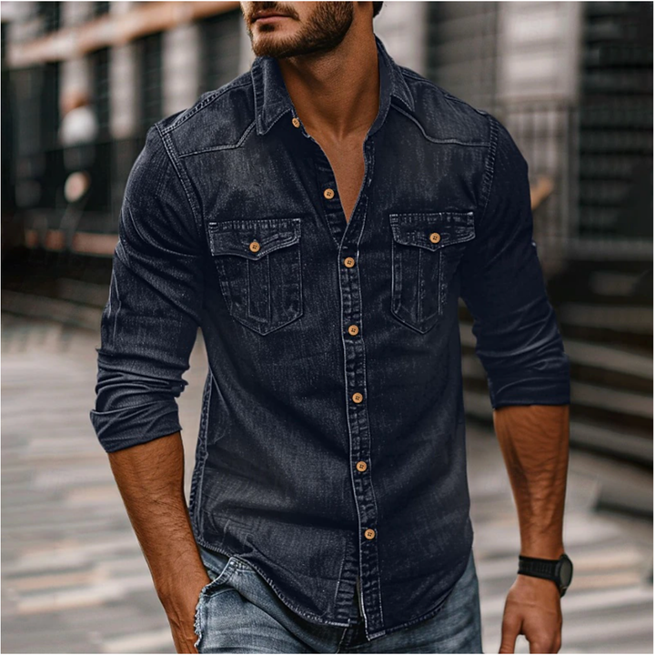 Umar | Herren Langarm Jeanshemd | Slim Fit