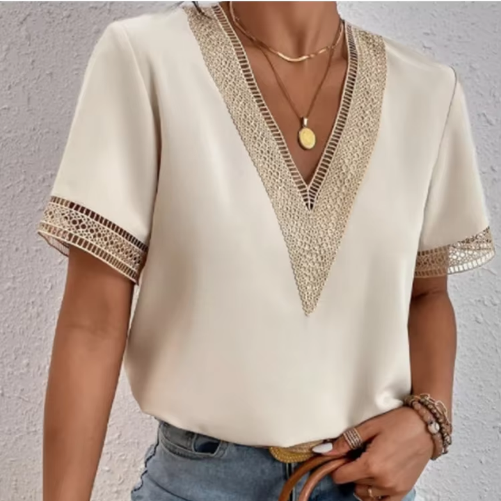 Terry | Damen V-Ausschnitt Bluse | Bequem