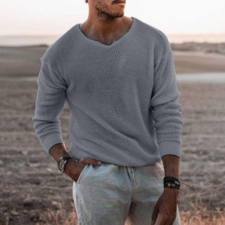Burke | Herren V-Ausschnitt Pullover | Waffelstrick