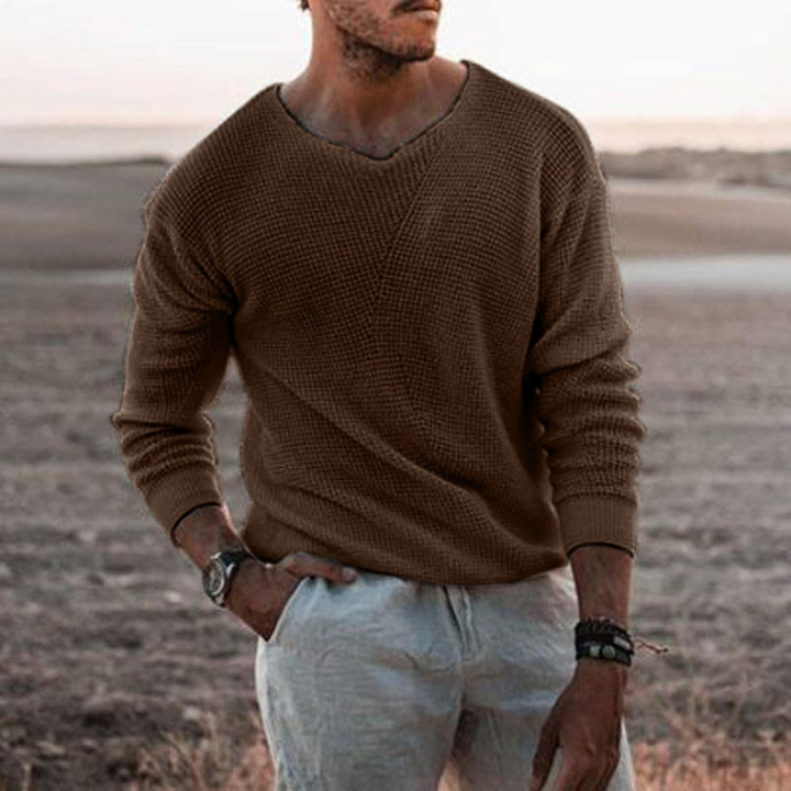 Burke | Herren V-Ausschnitt Pullover | Waffelstrick