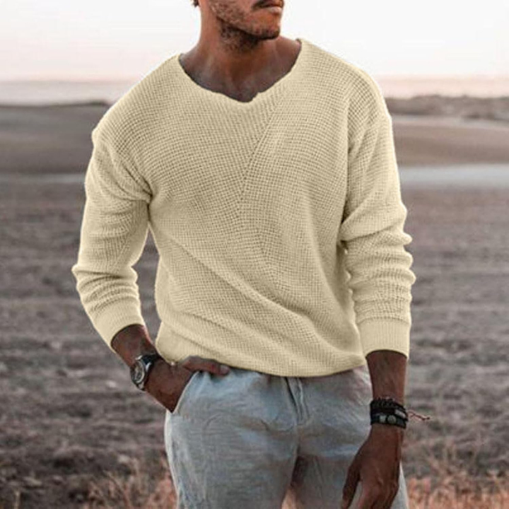 Burke | Herren V-Ausschnitt Pullover | Waffelstrick