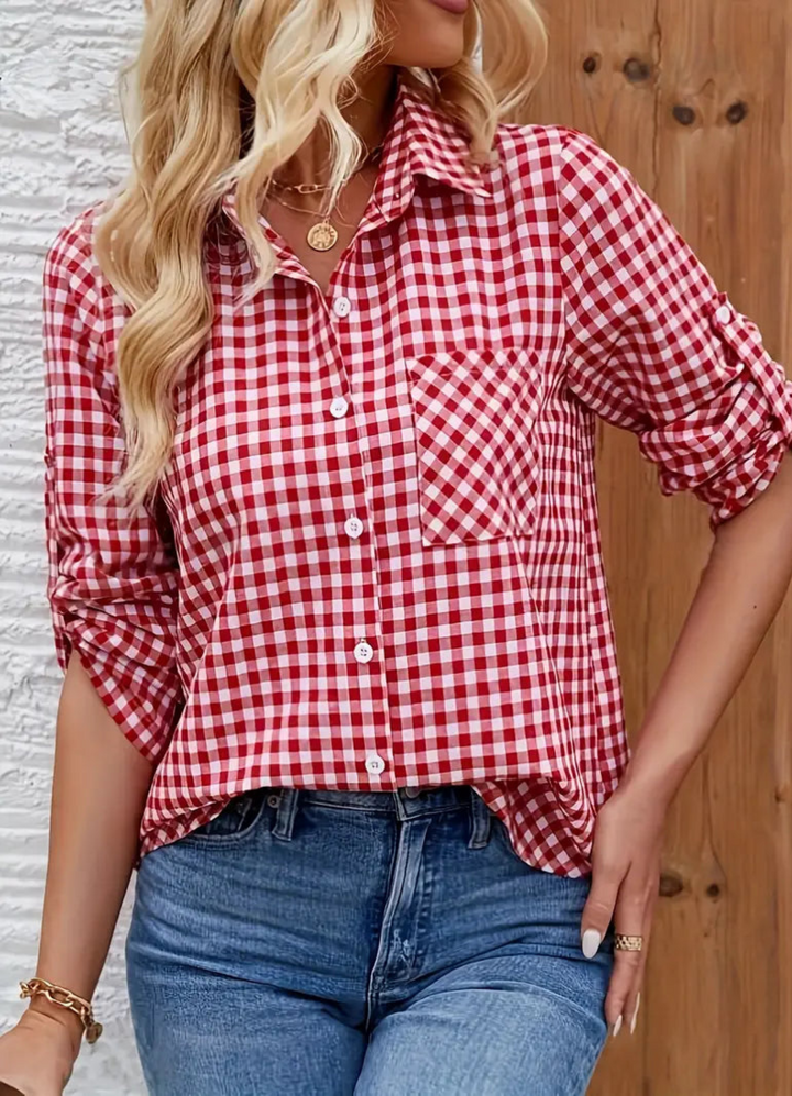 Jutte | Damen Langarm Bluse | Karierte