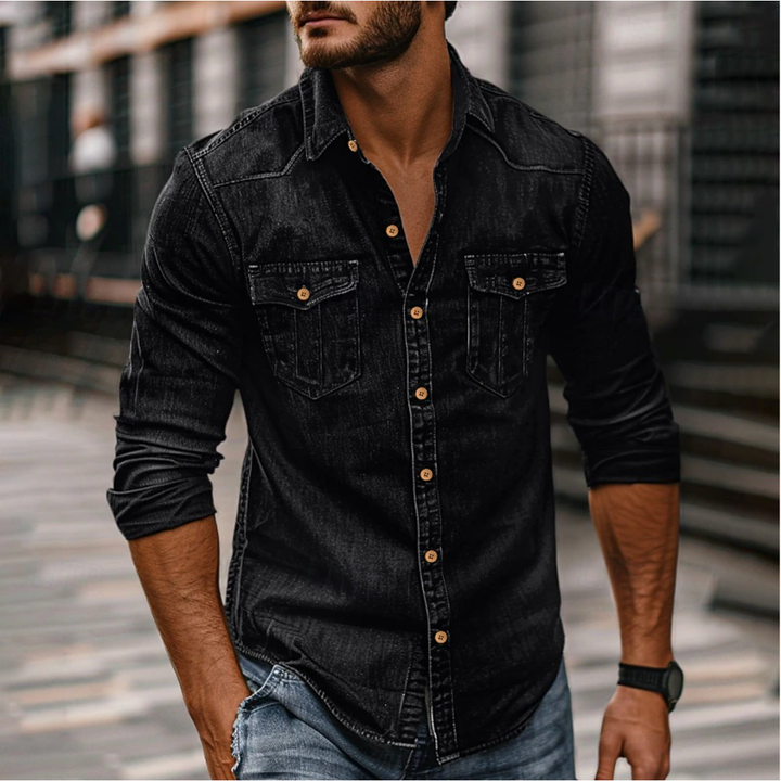 Umar | Herren Langarm Jeanshemd | Slim Fit