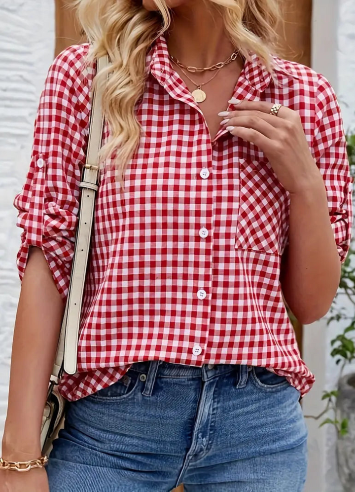 Jutte | Damen Langarm Bluse | Karierte