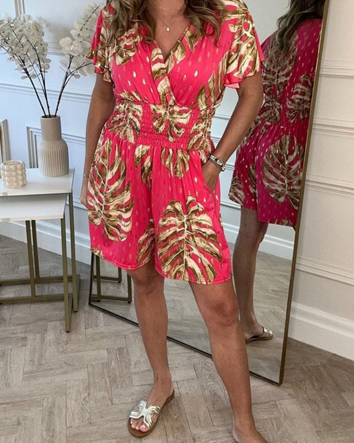 Melis | Blätterprint Romper Für Damen | Chic