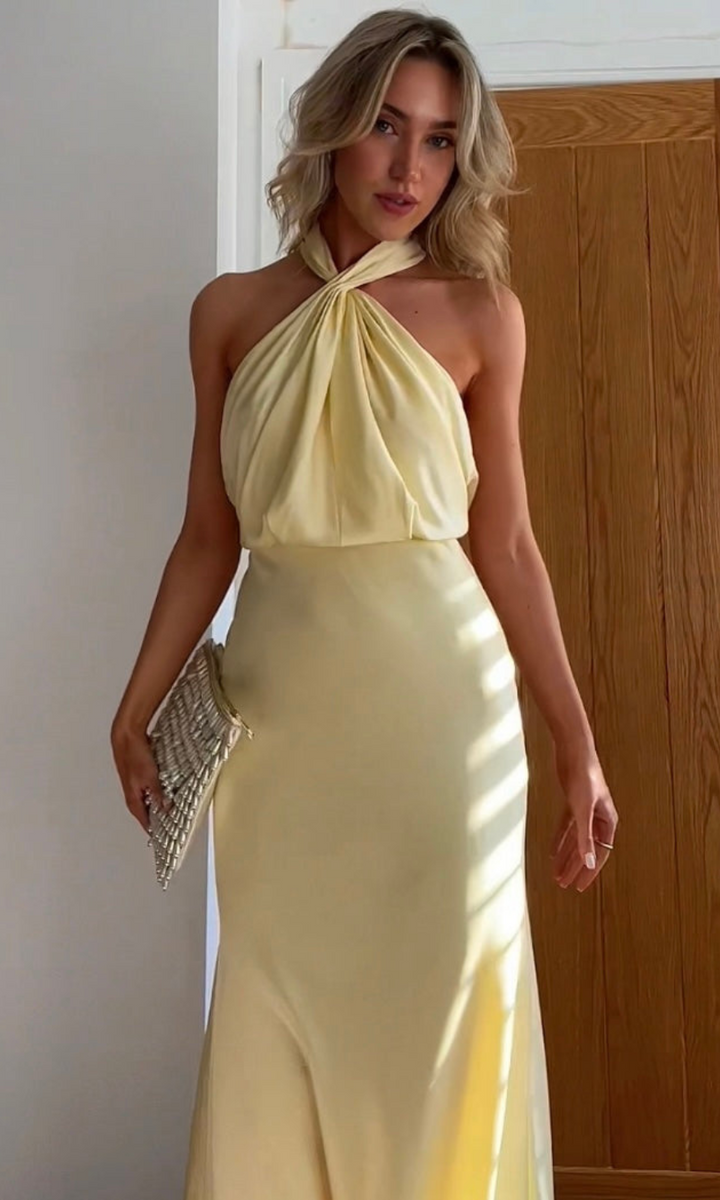 Giovanna | Maxikleid Mit Raffungen Und Neckholder Für Damen | Vintage