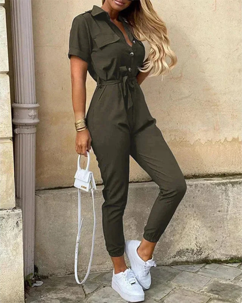 Zarabi | Vielseitiger Jumpsuit mit Kragen für Damen | Eleganter