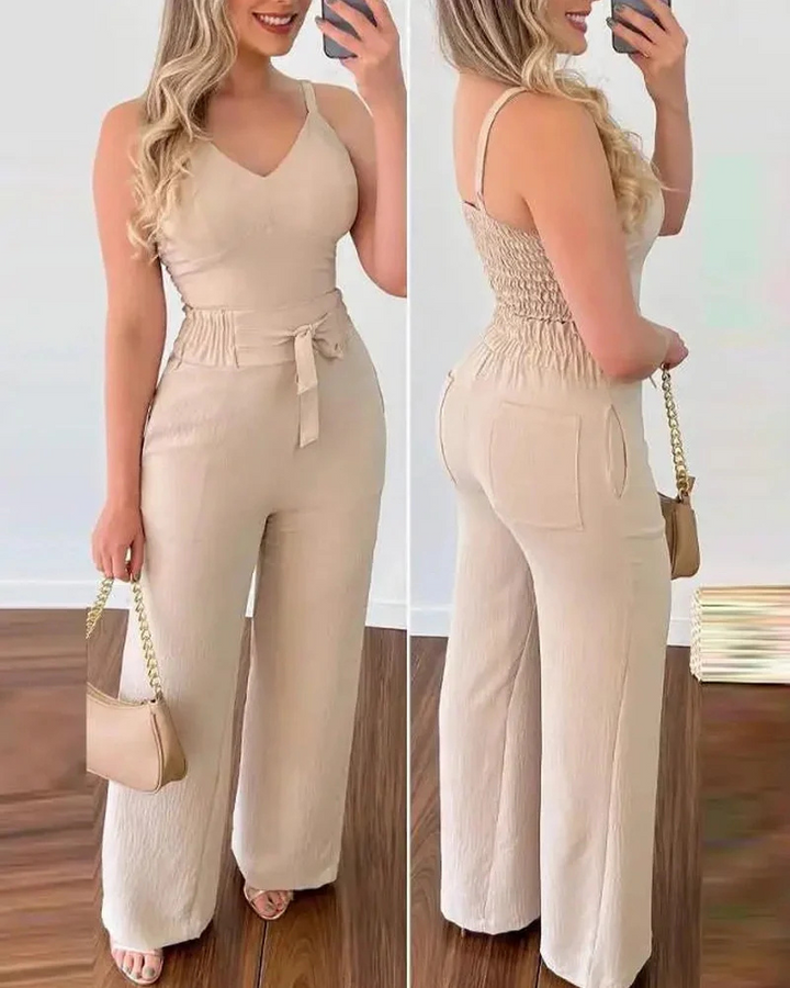 Sandara | Zweiteiliges Shirred Jumpsuit-Set für Damen | Fetslich