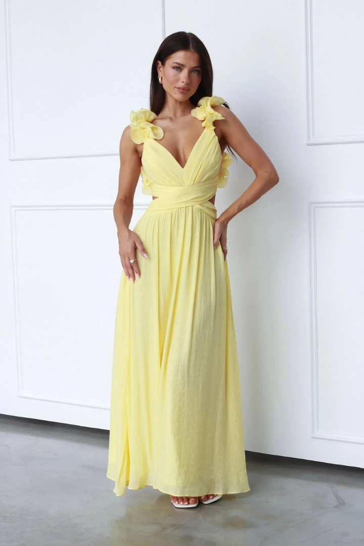 Viviana | Elegantes Maxikleid mit Tiefem V-Ausschnitt für Damen | Italienische