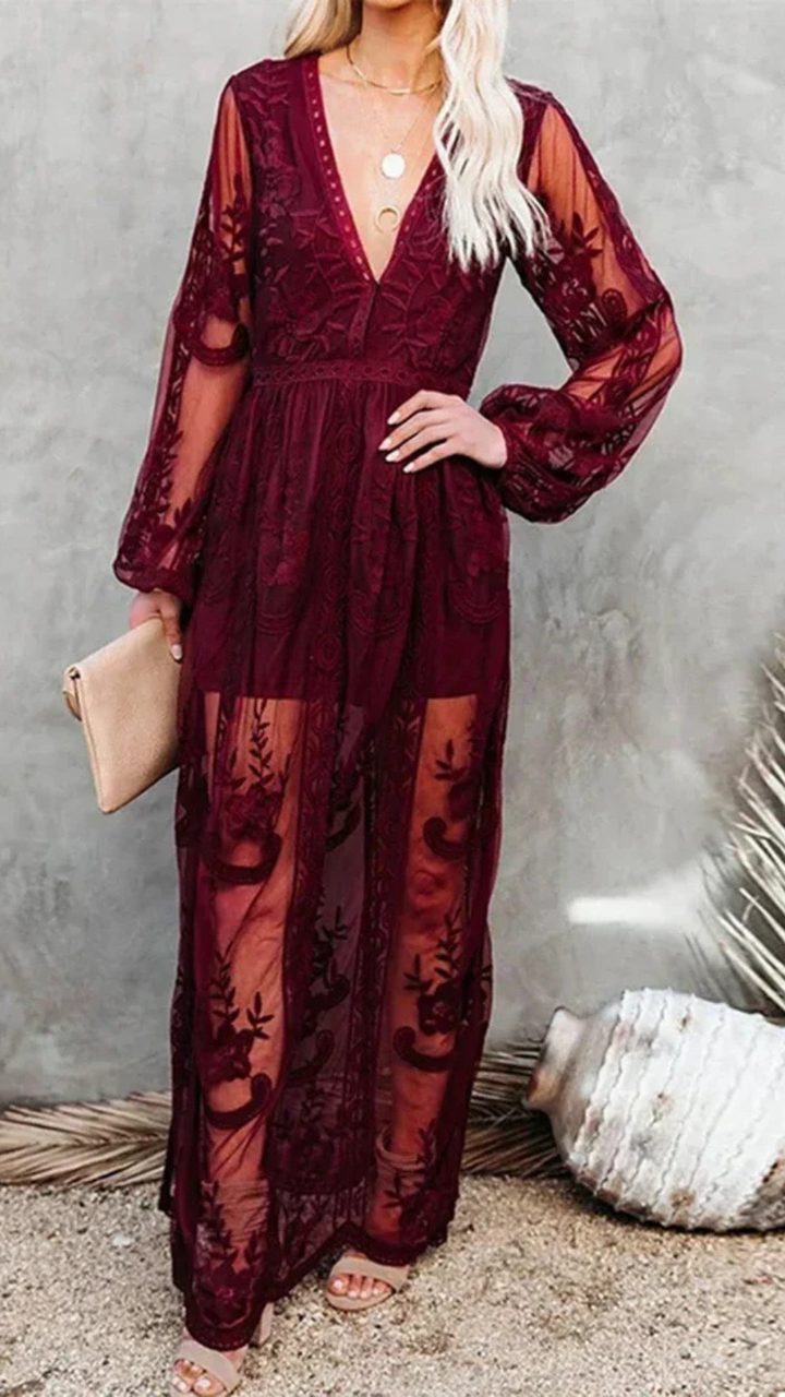 Tirza | Langes Spitzenkleid Für Damen | Boho-Stil