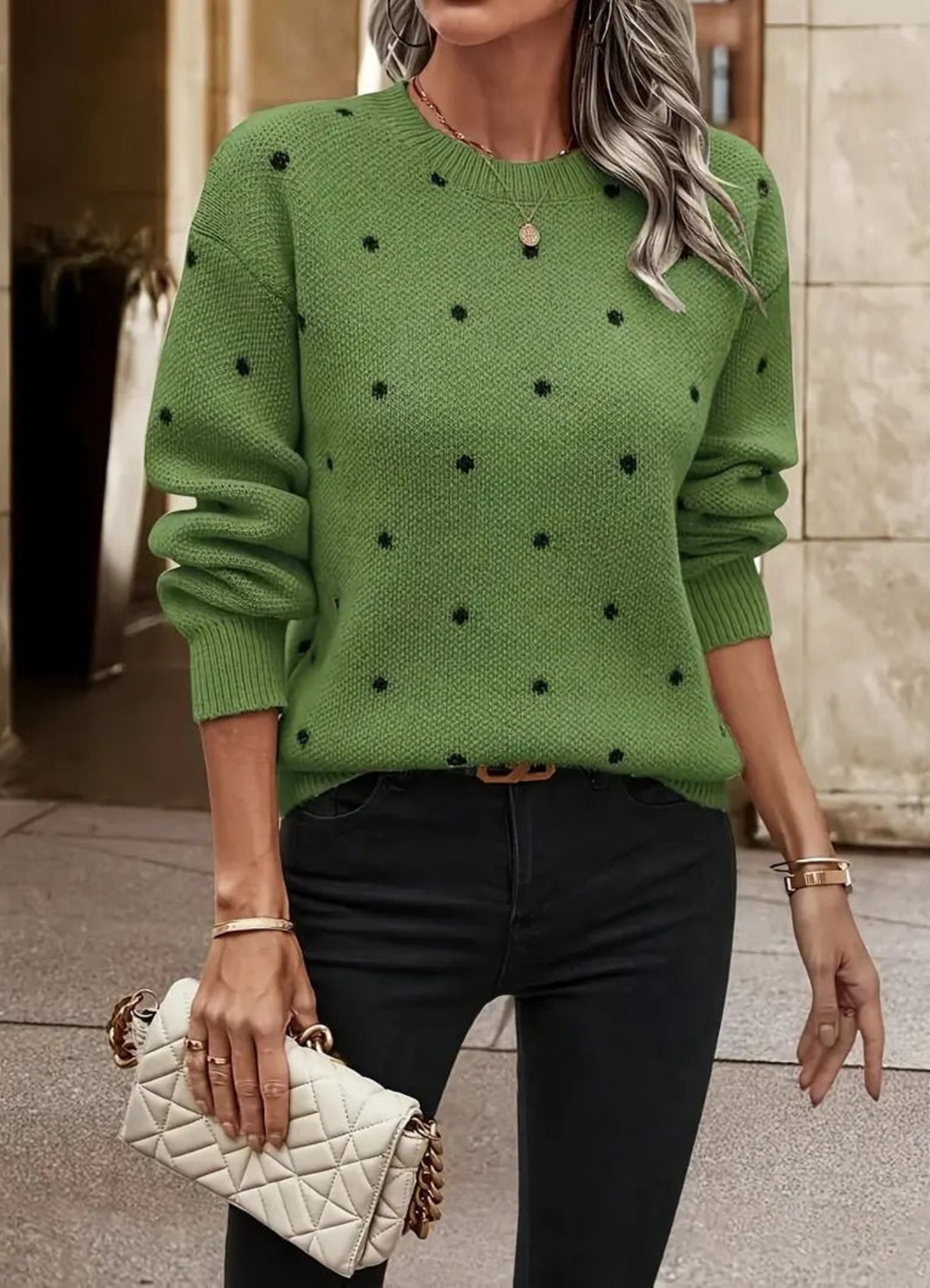 Thea | Damen Strickpullover | Gepunktet