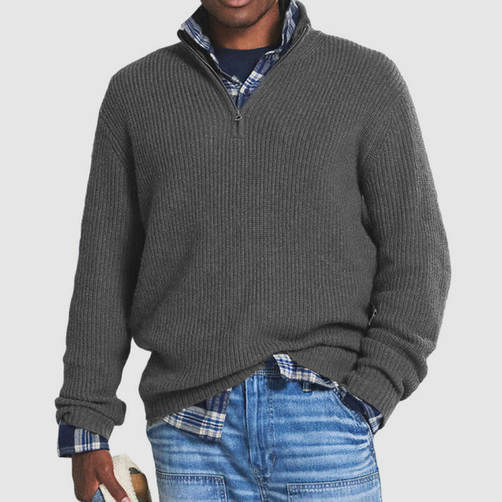 Herren Halb Reißverschluss Warme Strick Pullover | Langarm