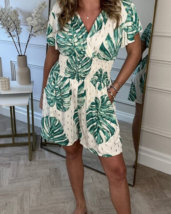 Melis | Blätterprint Romper Für Damen | Chic