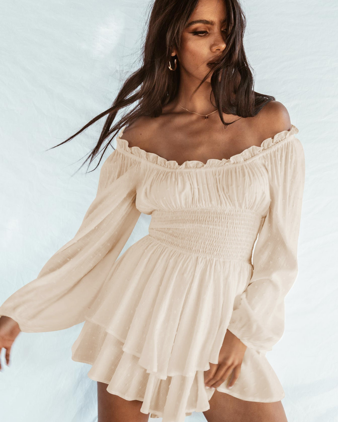 Sky | Verspieltes Sommerkleid mit Off-Shoulder für Damen | Italienische