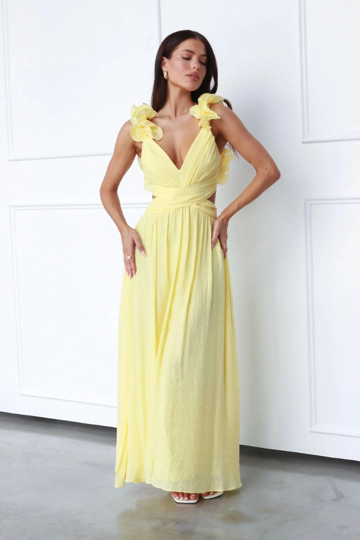 Viviana | Elegantes Maxikleid mit Tiefem V-Ausschnitt für Damen | Italienische
