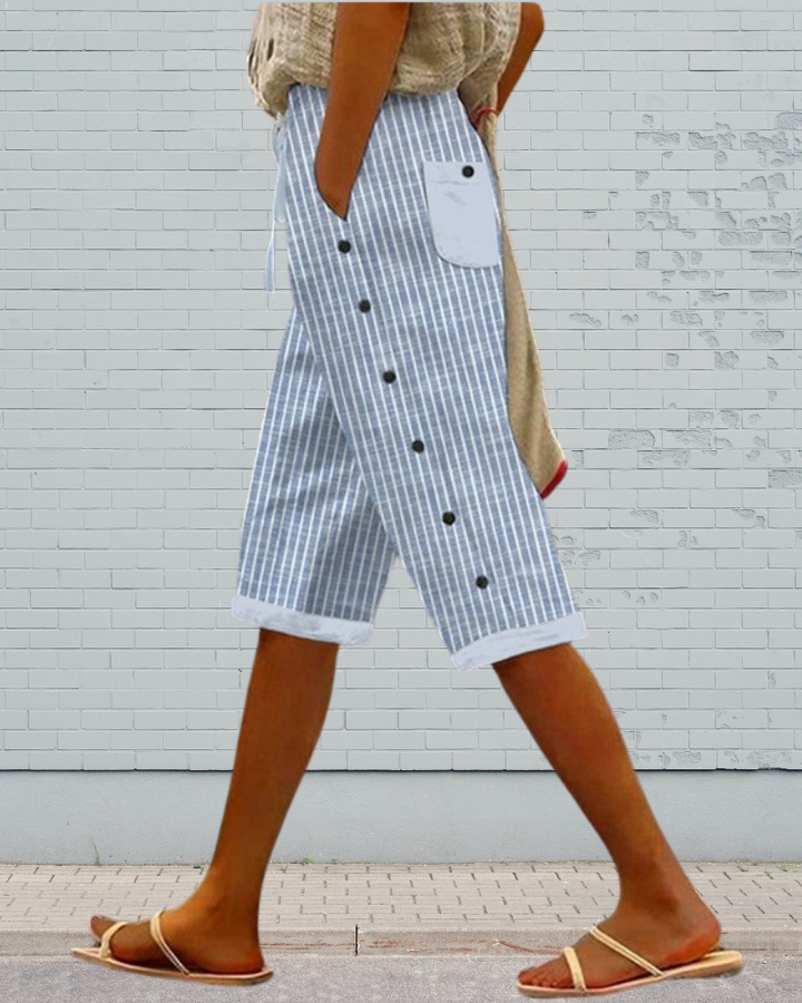 Liva | Gestreifte Cropped Hose Für Damen | Bequem
