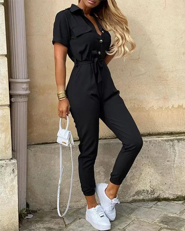 Zarabi | Vielseitiger Jumpsuit mit Kragen für Damen | Eleganter