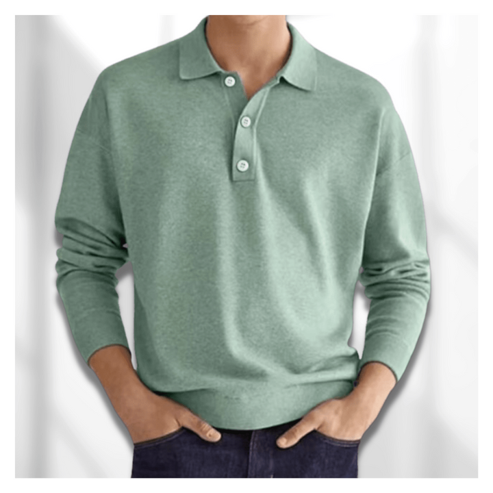 Herren Halb Reißverschluss Warme Polo Pullover | Langarm