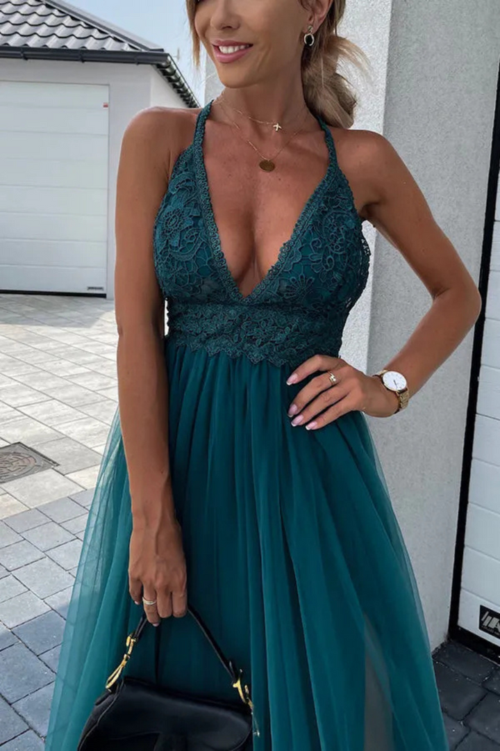 Yelena | Plissiertes Rückenfreies Kleid Für Damen | Maxi