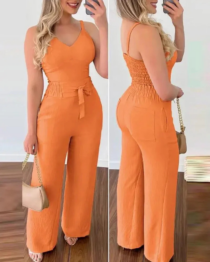 Sandara | Zweiteiliges Shirred Jumpsuit-Set für Damen | Fetslich