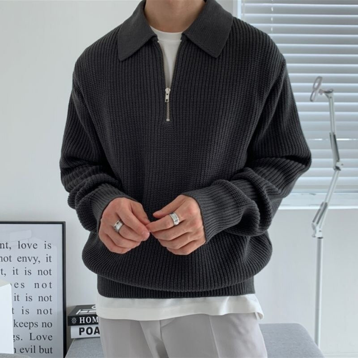 Manfried | Herren Polo Strickpullover | Lockerer Schnitt