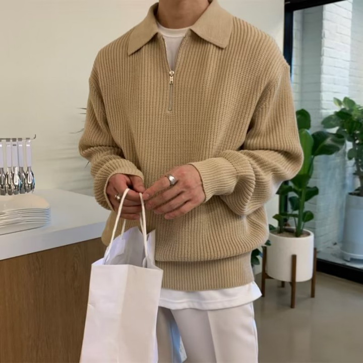 Manfried | Herren Polo Strickpullover | Lockerer Schnitt