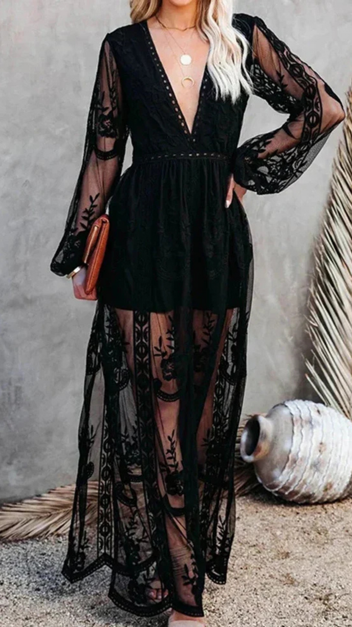 Tirza | Langes Spitzenkleid Für Damen | Boho-Stil