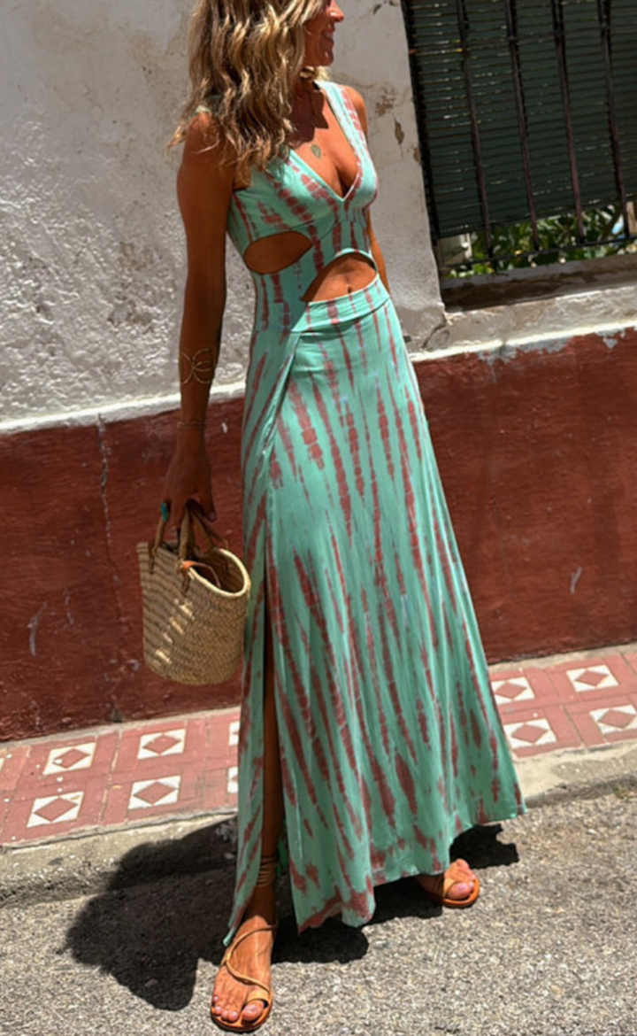 Saira | Tie Dye Kleid mit Schlitz für Damen | Sommer