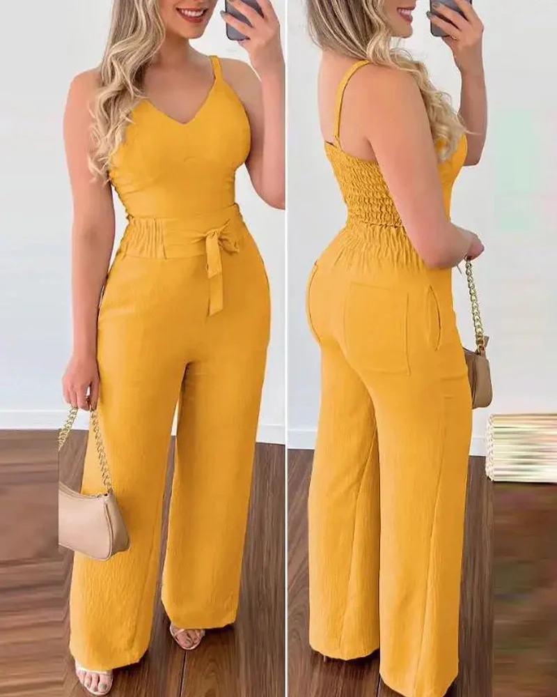 Sandara | Zweiteiliges Shirred Jumpsuit-Set für Damen | Fetslich