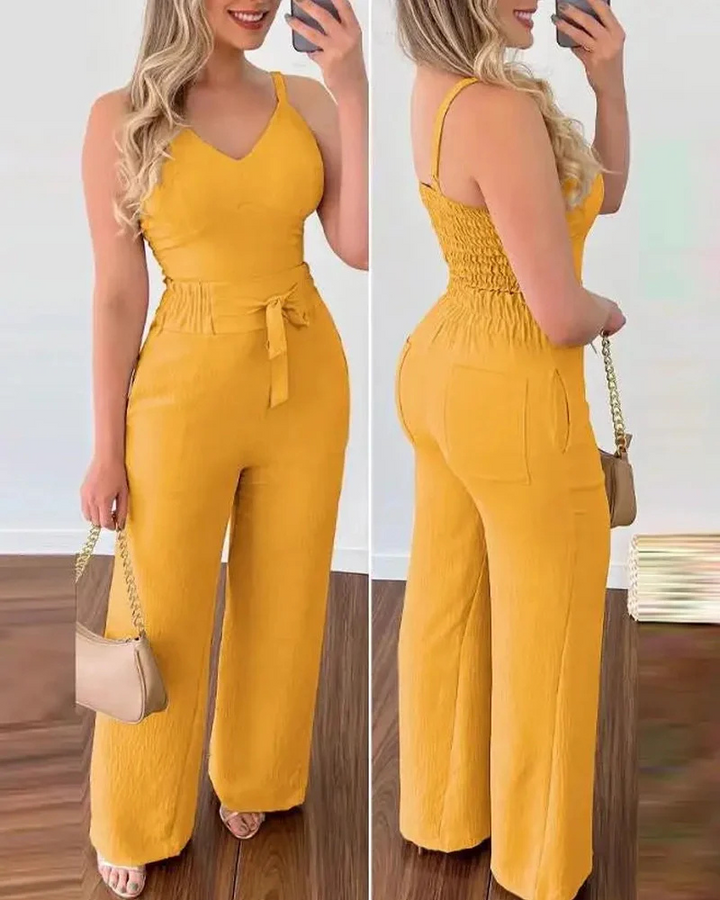 Sandara | Zweiteiliges Shirred Jumpsuit-Set für Damen | Fetslich