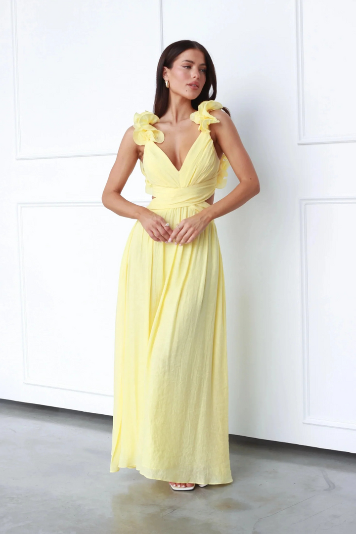 Viviana | Elegantes Maxikleid mit Tiefem V-Ausschnitt für Damen | Italienische