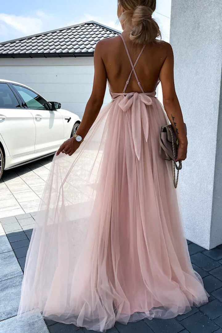 Yelena | Plissiertes Rückenfreies Kleid Für Damen | Maxi