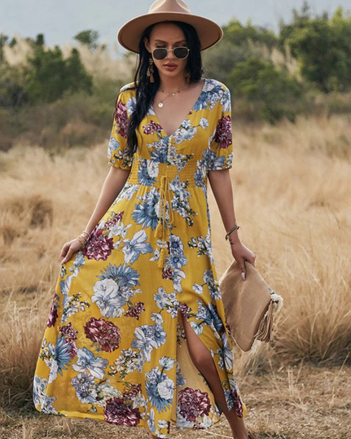 Coralie | Blumen Kleid Für Damen | Maxi