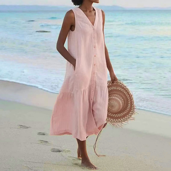 Sabine | Damen Ärmelloses Midikleid | Freizeit