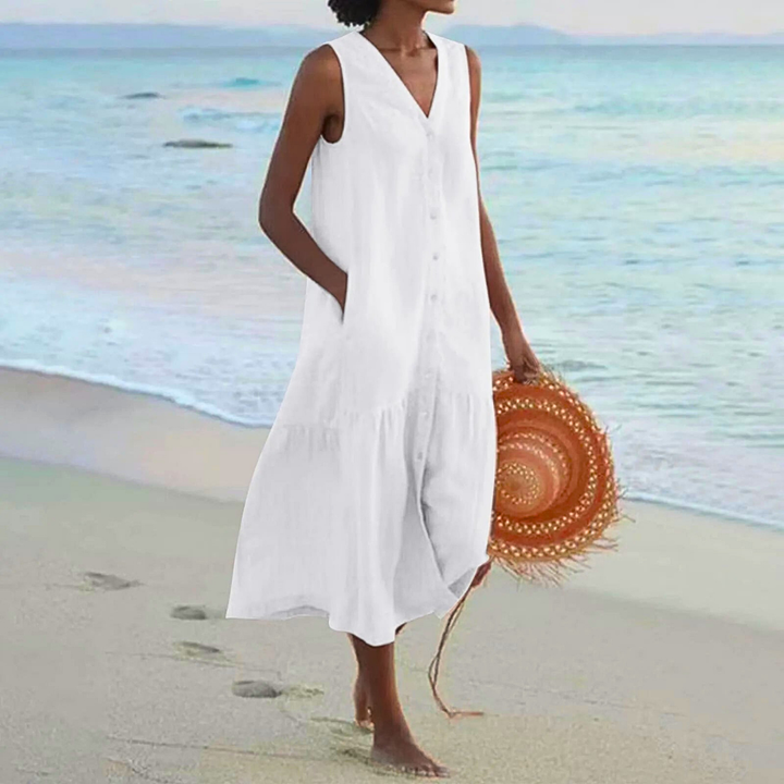 Sabine | Damen Ärmelloses Midikleid | Freizeit