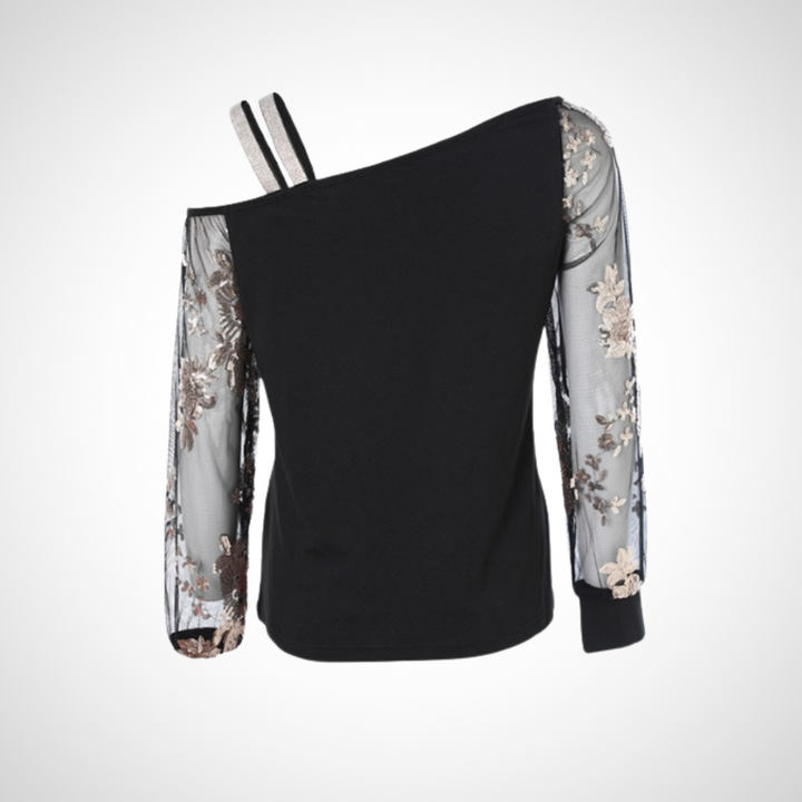 Selina | Damen Langarm Bluse | Spitzenärmel