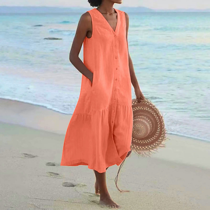 Sabine | Damen Ärmelloses Midikleid | Freizeit