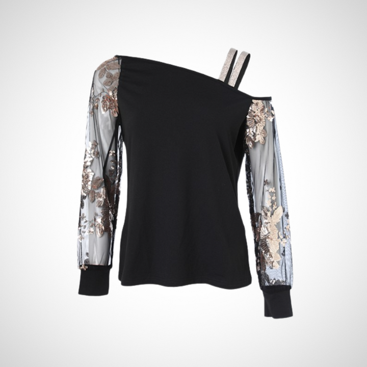 Selina | Damen Langarm Bluse | Spitzenärmel