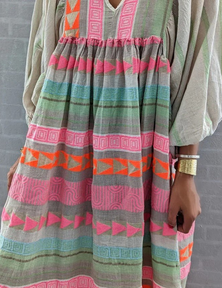 Karola | Damen Boho Maxikleid | Buntes