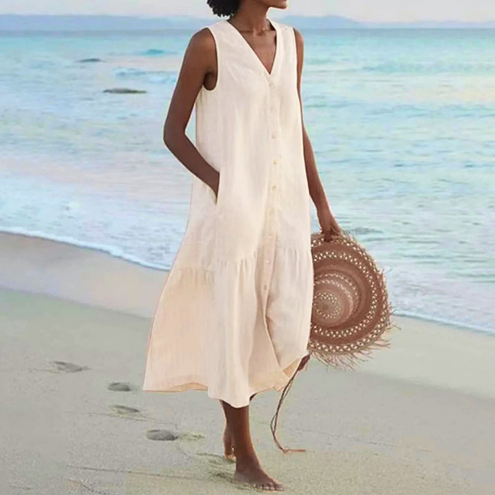 Sabine | Damen Ärmelloses Midikleid | Freizeit
