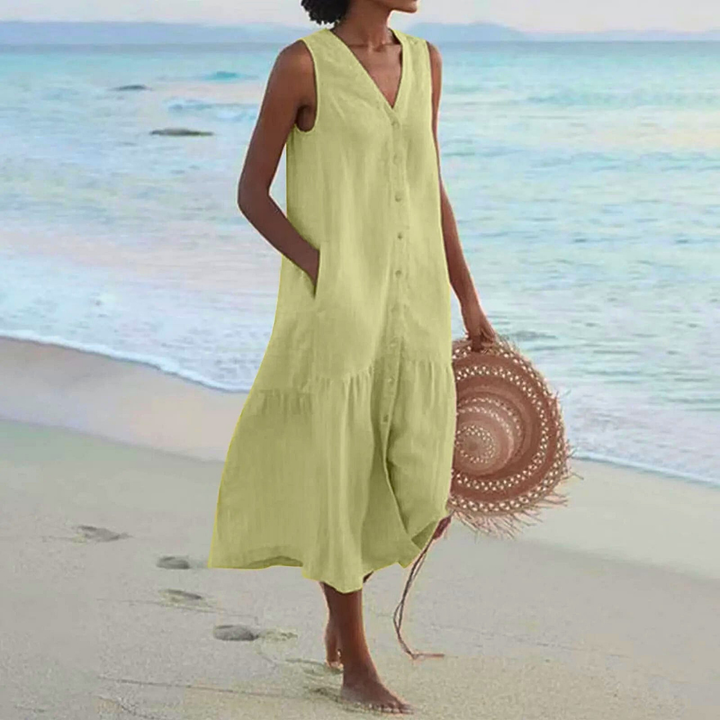 Sabine | Damen Ärmelloses Midikleid | Freizeit