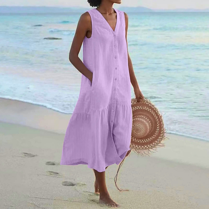 Sabine | Damen Ärmelloses Midikleid | Freizeit